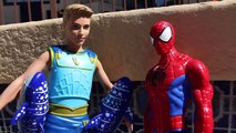 DisneyCarToys Frozen Elsa Swim & Mike The Merman SAVES Spiderman from Sharks Barbie Pool Parody