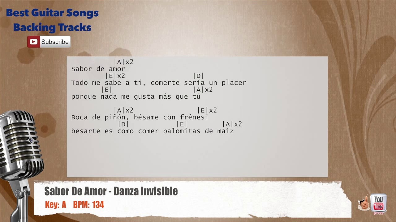 Sabor De Amor - Danza Invisible Vocal Backing Track with chords and lyrics