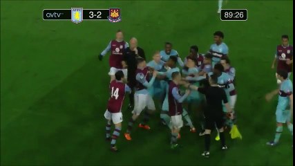 Aston Villa U21 vs West Ham U21 3-2   two anti - sports became foul and after FIGHT 11-04-2016 HD