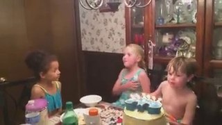 Little Girl Tries To Kiss Little Boy On His Birthday
