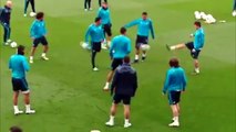Cristiano Ronaldo having good time in pre Wolfsburg training
