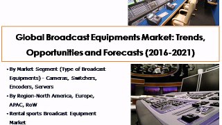 Global Broadcast Equipment Market: Trends, Opportunities and Forecasts (2016-2021) - Azoth Analytics