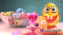 100 Surprise Eggs   GIANT Play-Doh Spongebob Egg! Superheroes Shopkins by HobbyKidsTV
