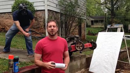 Isto é o que acontece quando juntamos 2 palermas, 1 corta relva e uma latas de spray!