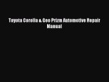 PDF Toyota Corolla & Geo Prizm Automotive Repair Manual Free Books