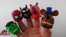 Freddy Fazbear, Peppa pig, Batman, Spiderman and Hulk Play Doh Finger Family / Nursery Rhyme