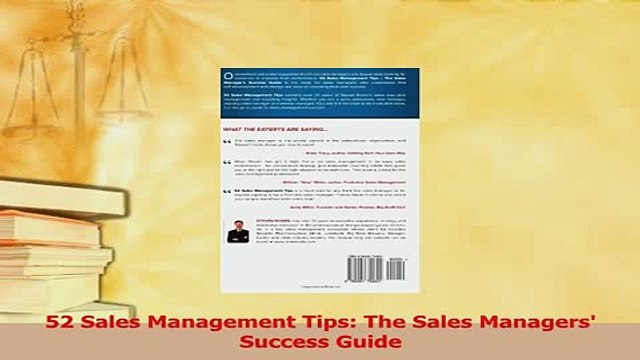 Read 52 Sales Management Tips The Sales Managers Success Guide Ebook Free