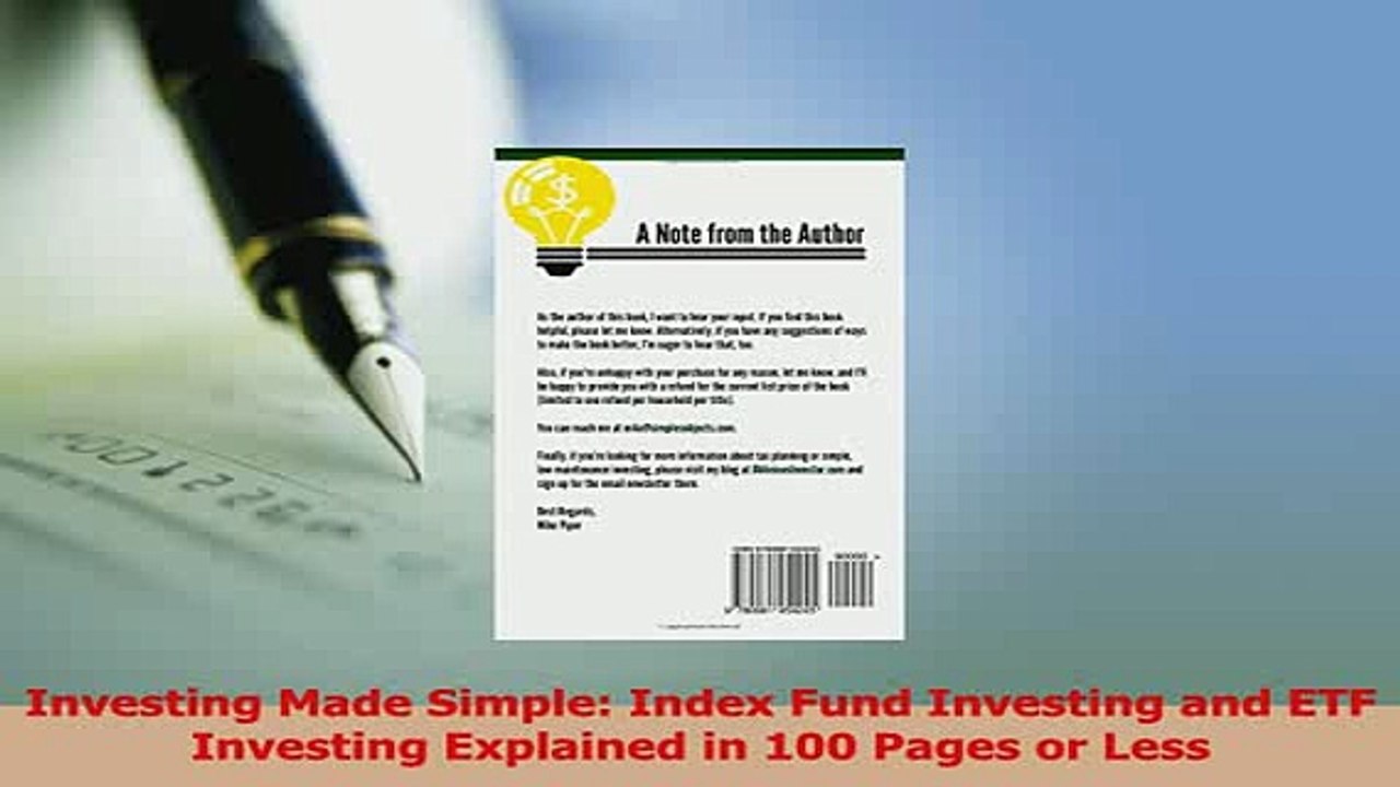Read  Investing Made Simple Index Fund Investing and ETF Investing Explained in 100 Pages or Ebook Free