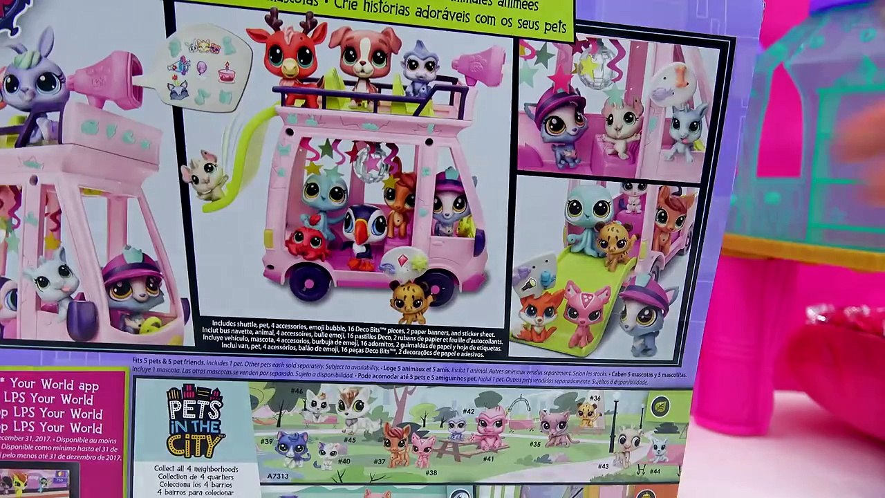 Shopkins & My Little Pony Ride the Littlest Pet Shop Van Shuttle Bus Car - LPS Toy Unboxing Video