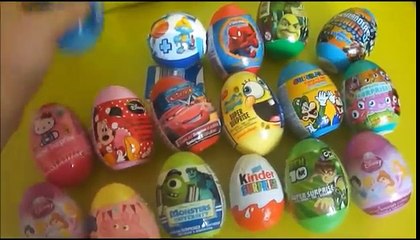 Download Video: Surprise eggs unboxing Kinder Surprise disney egg toy surprise Spongebob Smurfs Hello Kitt