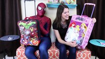 DISNEY PRINCESS & Superhero AVENGERS Big Surprise Luggage Suitcases With Surprise Eggs and Toys