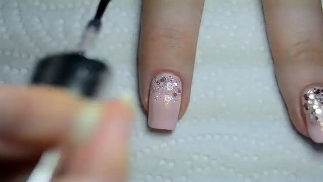 Easy Falling Glitter Nails and Konad Stamping Design