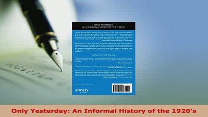 PDF  Only Yesterday An Informal History of the 1920s Download Full Ebook