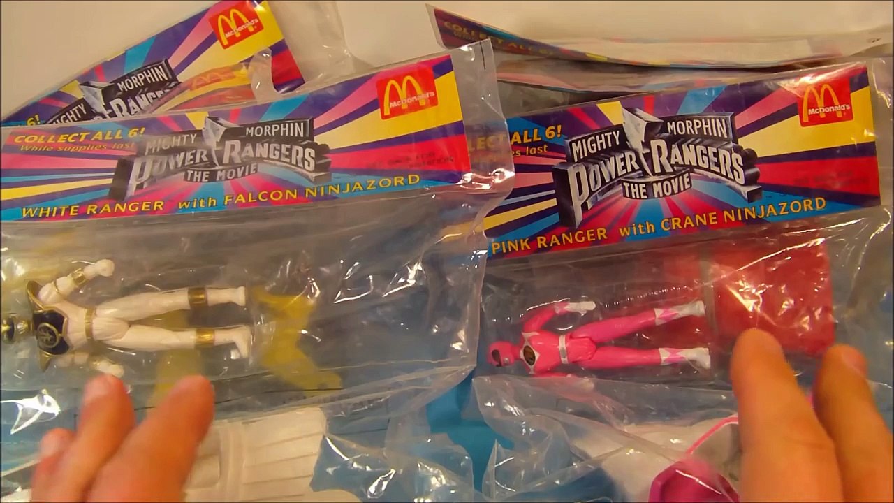 1995 MIGHTY MORPHIN POWER RANGERS THE MOVIE SET OF 6 McDONALDS HAPPY MEAL TOYS VIDEO REVIEW