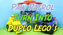 Disney Cars Mater Teleports Paw Patrol Chase Police Car and Rubble Bulldozer into Duplo Lego Land