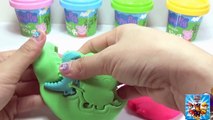 NEW Peppa Pig Español! Peppa Pig Play Doh Make George Dinosaur and Peppa's Family Toys PlayDough