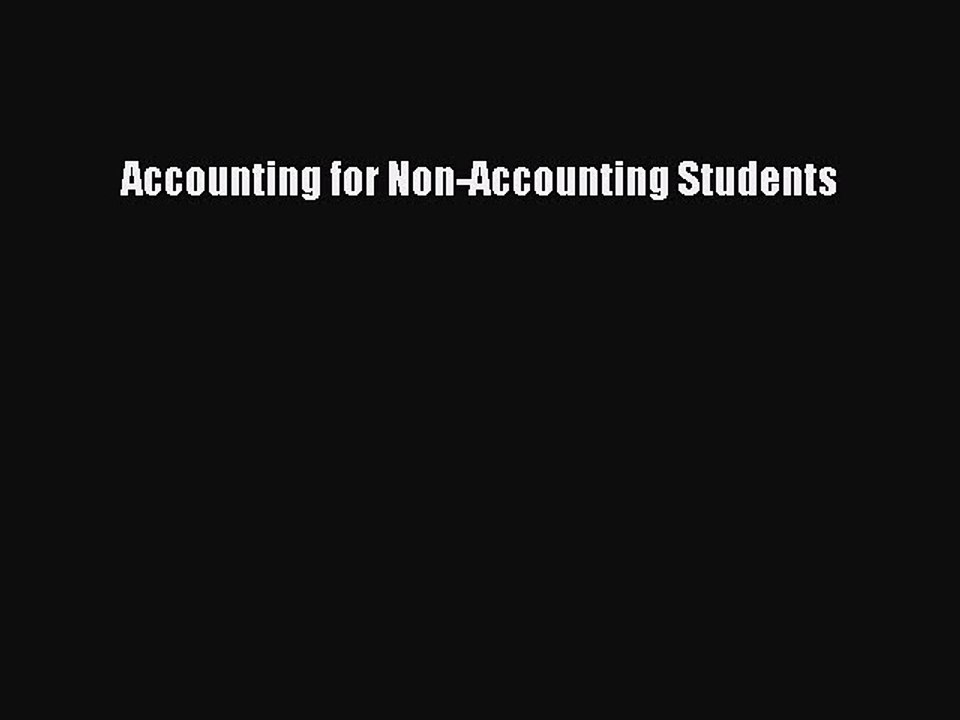 PDF Accounting for Non-Accounting Students  Read Online
