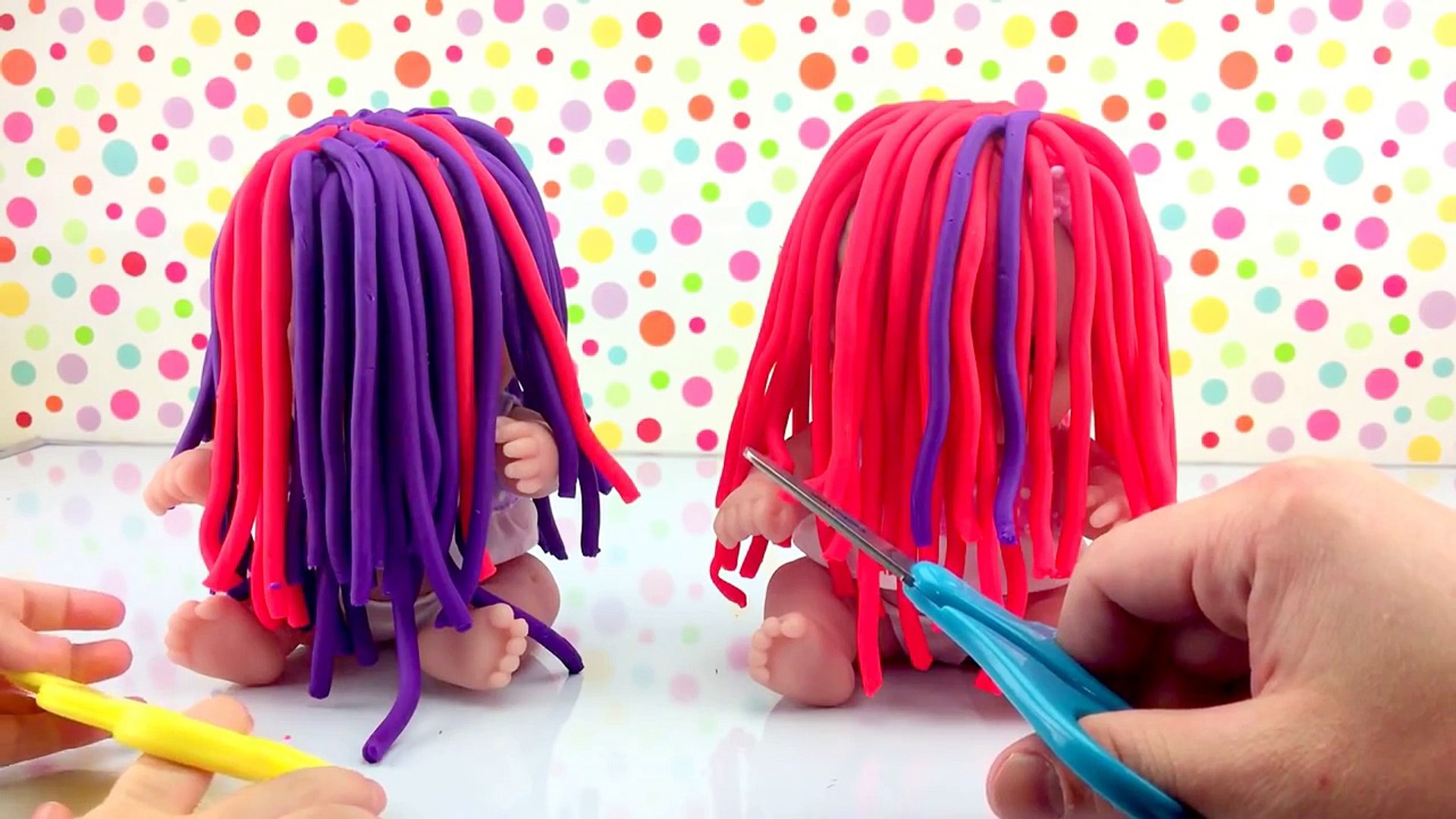 ⁣Twin Babies Baby Dolls Lil Cutesies Play Doh Hair First Haircut for Doll School Part 2