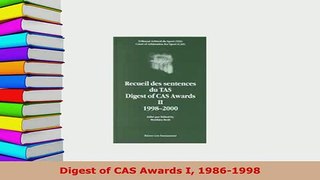 PDF  Digest of CAS Awards I 19861998 Read Online