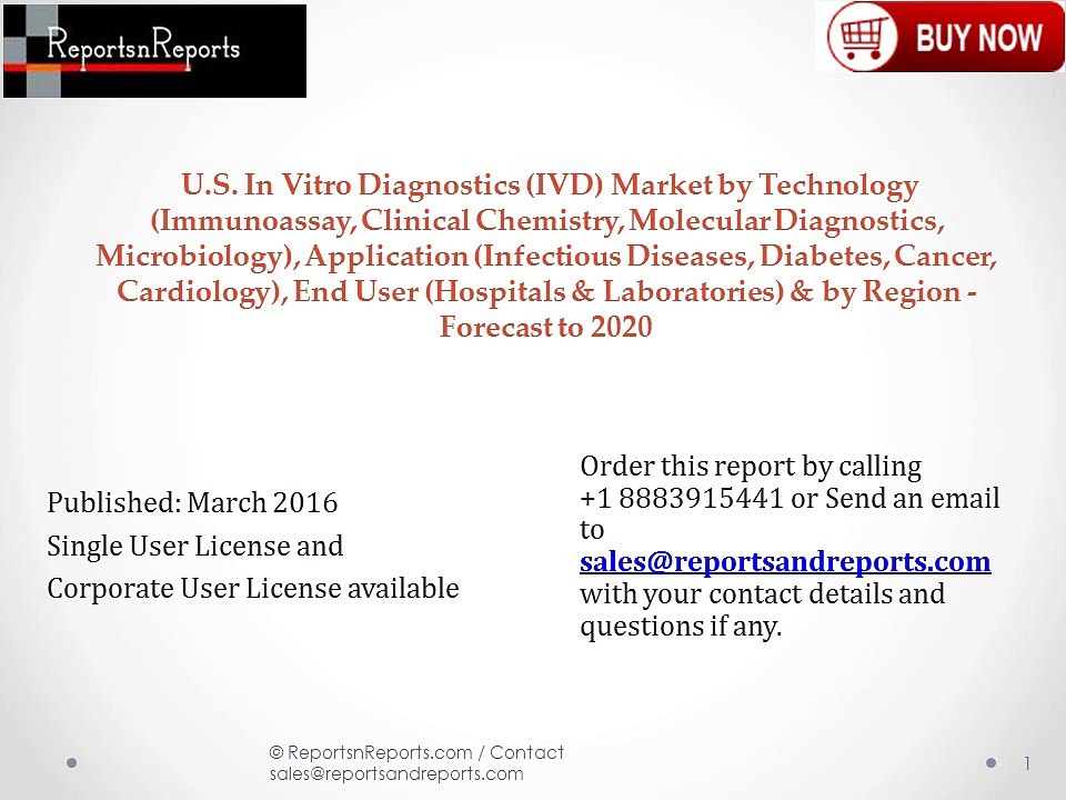 U.S. In Vitro Diagnostics (IVD) Market by End User Like (Hospitals & Laboratories) to 2020