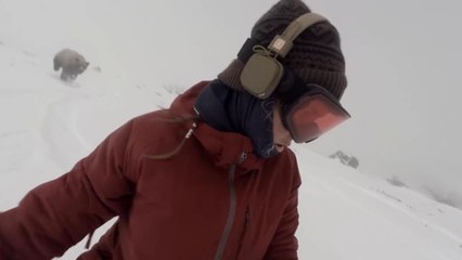Snowboarder Girl Chased By Bear