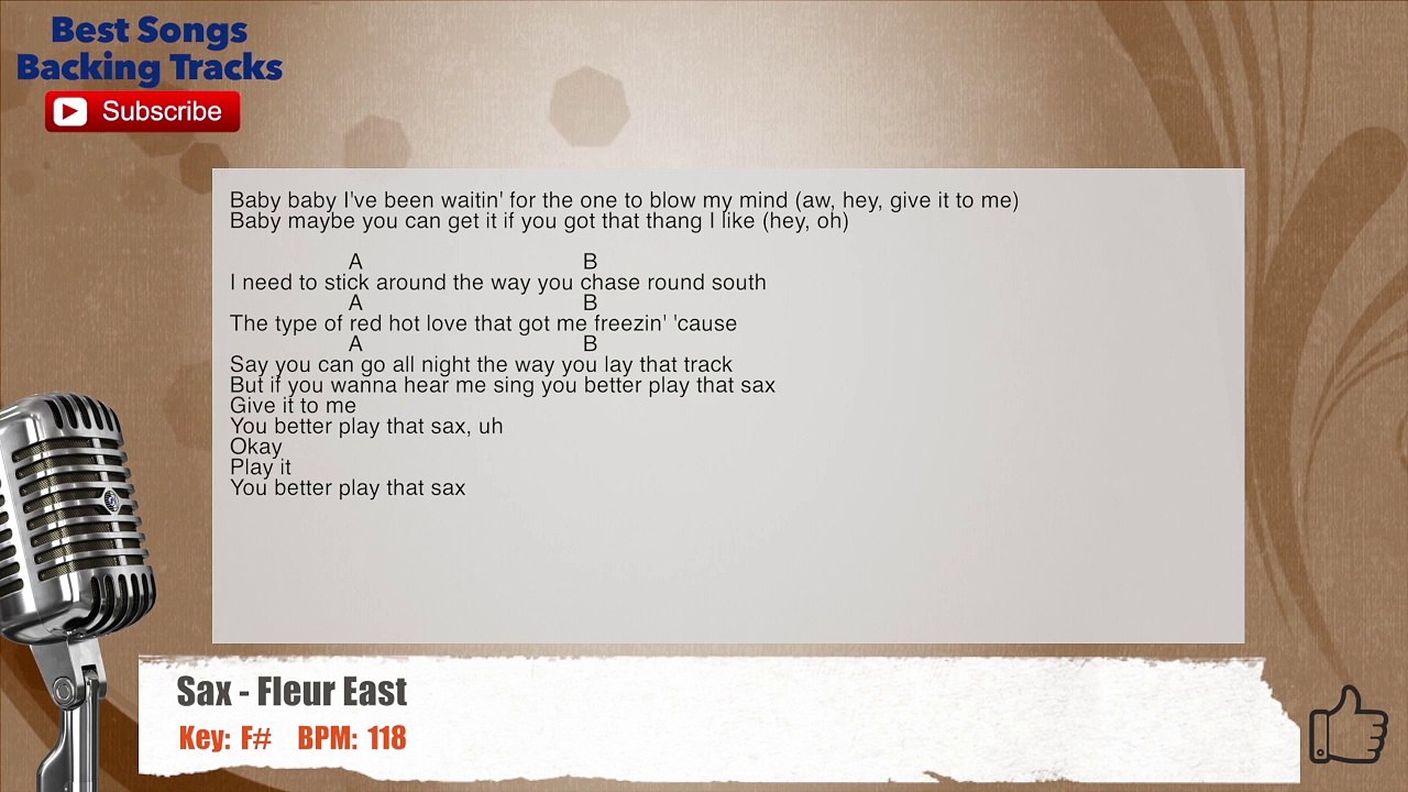 Sax - Fleur East Vocal Backing Track with chords and lyrics