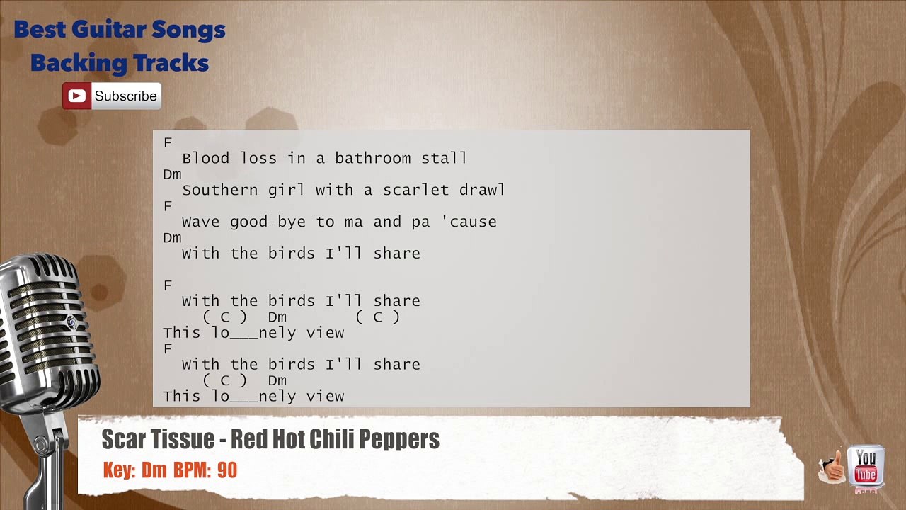 Scar Tissue - Red Hot Chili Peppers Vocal Backing Track with chords and lyrics
