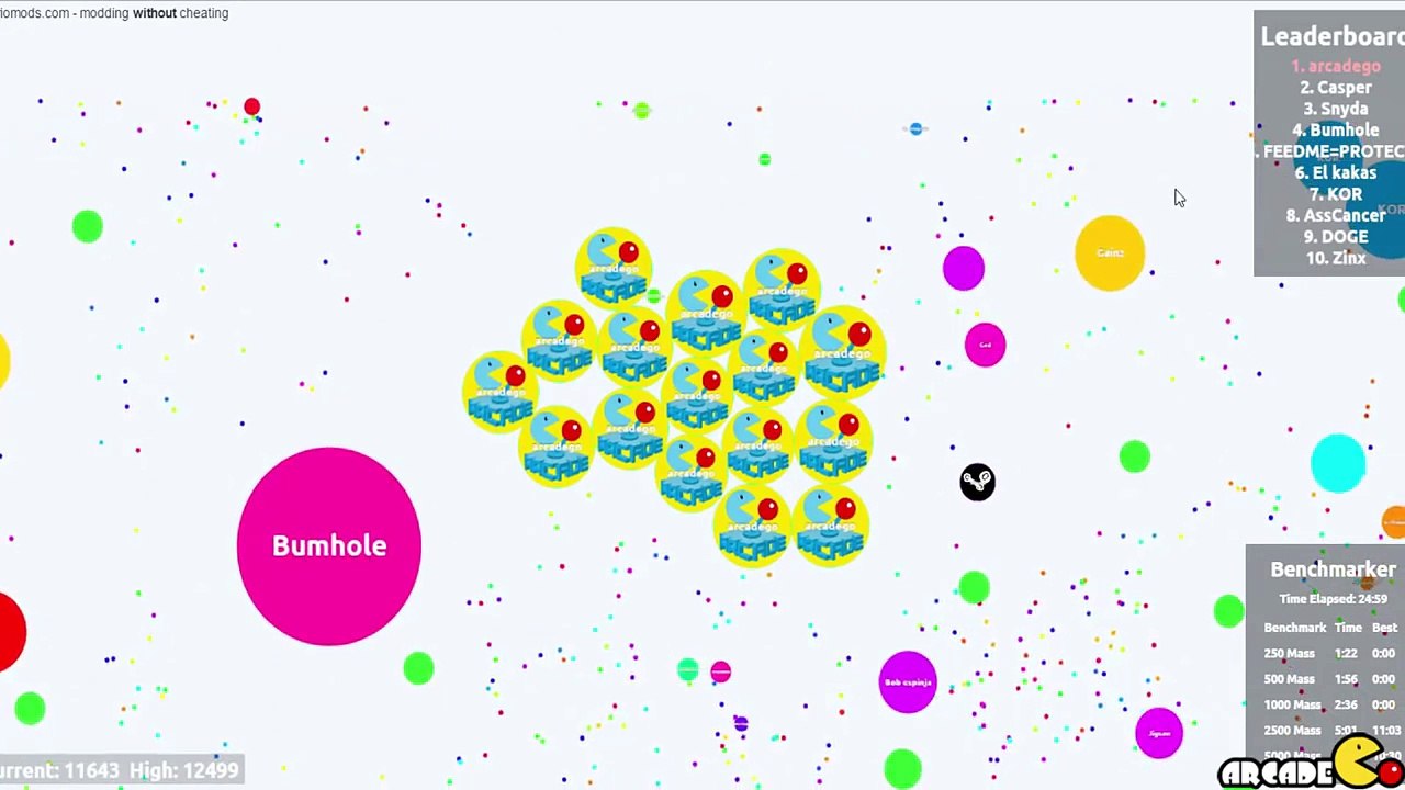 Agario ARCADEGO HIGHEST SCORE EPIC FROZEN BUG AGARIO EATING UP SPIKE!