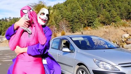 Pink Spidergirl is Kidnapped! Fun Superhero Movie w- Spiderman, Frozen Elsa vs Ghost in Real Life