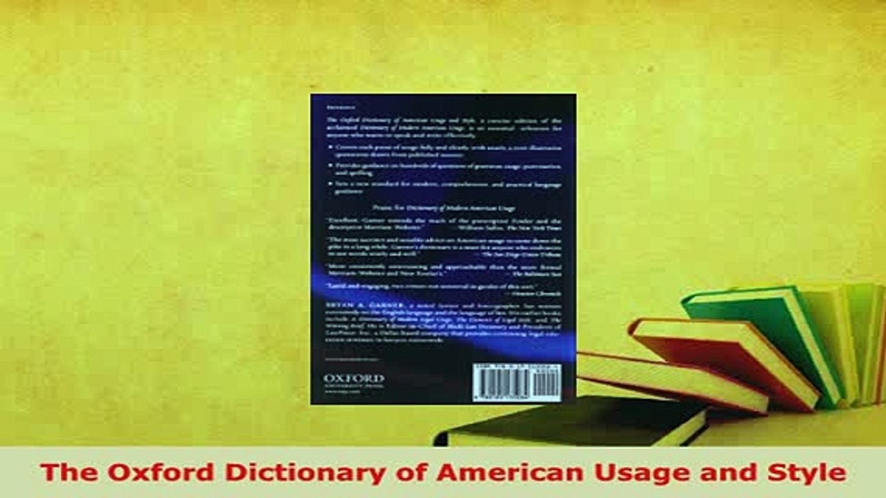 PDF  The Oxford Dictionary of American Usage and Style Read Full Ebook