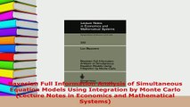 PDF  Bayesian Full Information Analysis of Simultaneous Equation Models Using Integration by Read Online