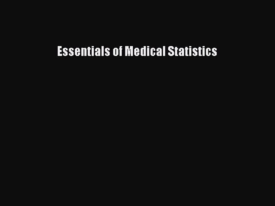 Download Essentials of Medical Statistics Ebook Online