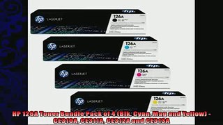 HP 126A Toner Bundle Pack of 4 Blk Cyan Mag and Yellow  CE310A CE311A CE312A and CE313A