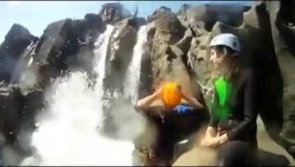 Amazing rock climbing waterfall park in France