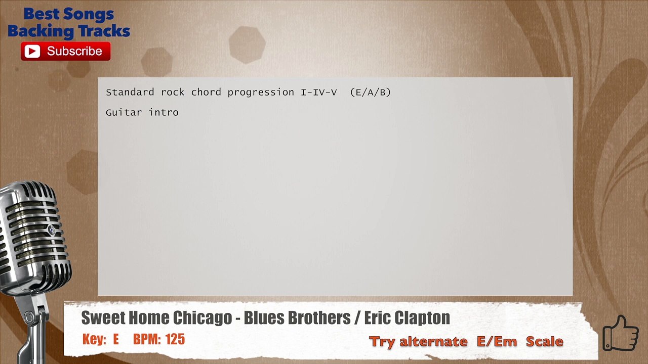 Sweet Home Chicago - Blues Brothers _ Eric Clapton Vocal Backing Track with chords and lyrics
