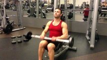 How To Do Lying Close Grip Barbell Triceps Extension Behind The Head - Male Fitness Training - FxFitness.ca