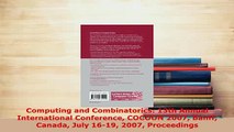 PDF  Computing and Combinatorics 13th Annual International Conference COCOON 2007 Banff Canada Free Books