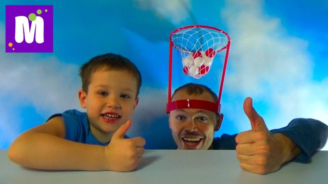 Баскетбол на голове играем шариками распаковка игрушки Basket Case headband hoop game unboxing