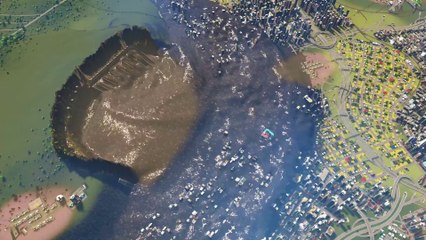 Simulation d'un énorme Tsunami dans un jeu vidéo