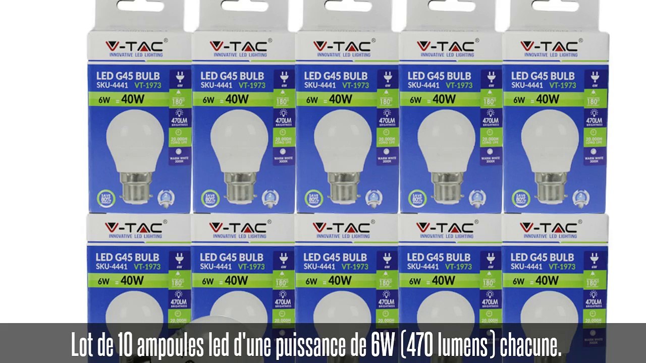 Lot 10 ampoules led B22, 6W, blanc neutre