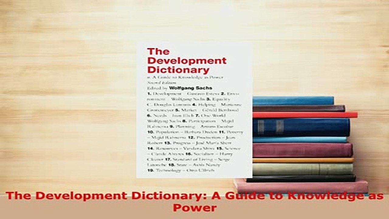 PDF  The Development Dictionary A Guide to Knowledge as Power PDF Full Ebook