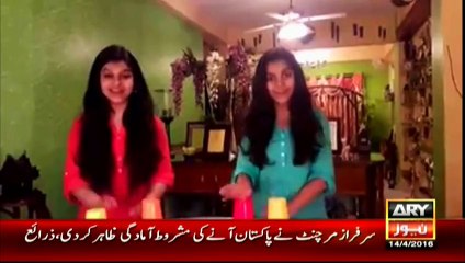 Girls plays a plastic cup and sings beautifully