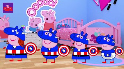 Peppa Pig Capt America - Five Little Monkeys