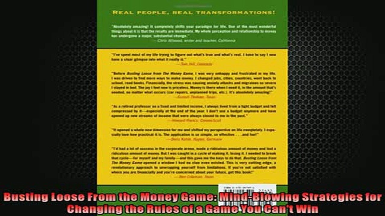 FREE PDF  Busting Loose From the Money Game MindBlowing Strategies for Changing the Rules of a  BOOK ONLINE