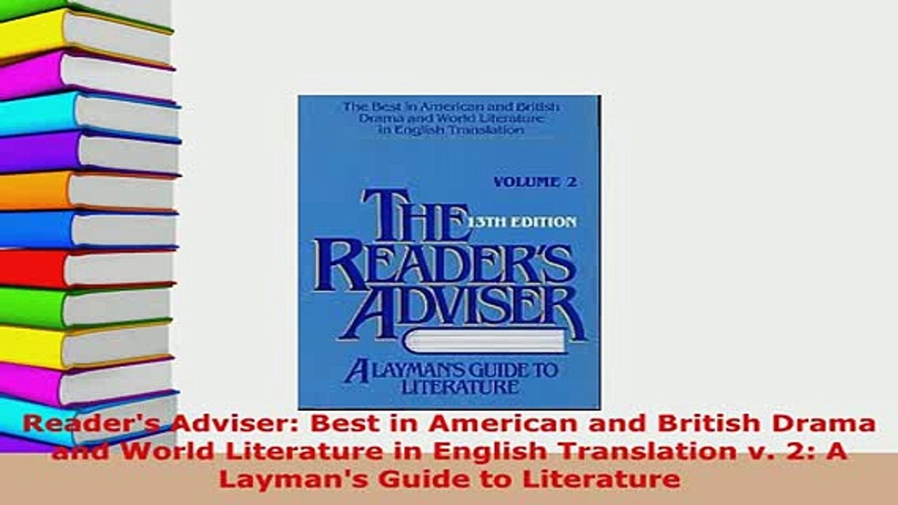 PDF  Readers Adviser Best in American and British Drama and World Literature in English Free Books