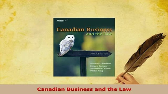 Read Canadian Business and the Law Ebook Free