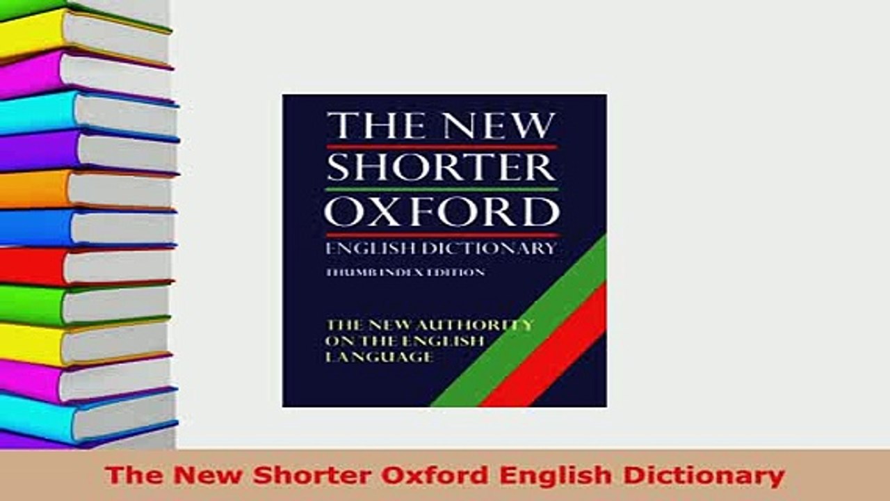 PDF  The New Shorter Oxford English Dictionary Download Online