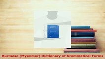 PDF  Burmese Myanmar Dictionary of Grammatical Forms Download Online