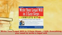 Download  Write Your Legal Will in 3 Easy Steps  CAN Everything you need to write a legal will PDF Online