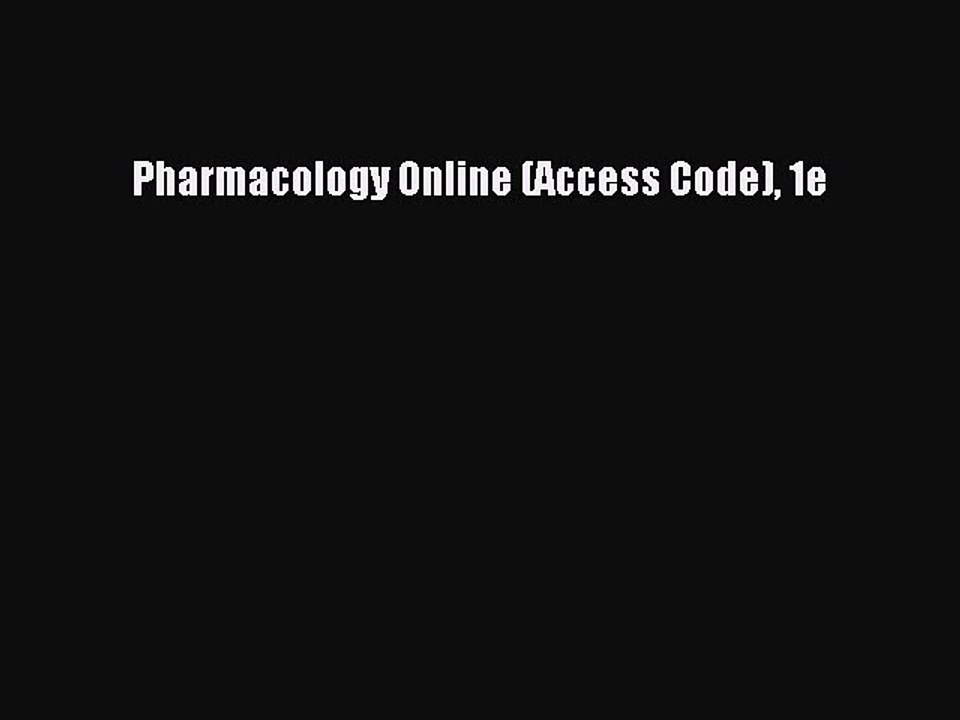 Download Pharmacology Online (Access Code) 1e Ebook Free